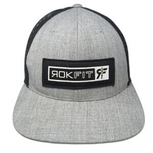 RokFit Trucker Hat Gray One Size Black White Snapback Mesh Fitness Gym Workout